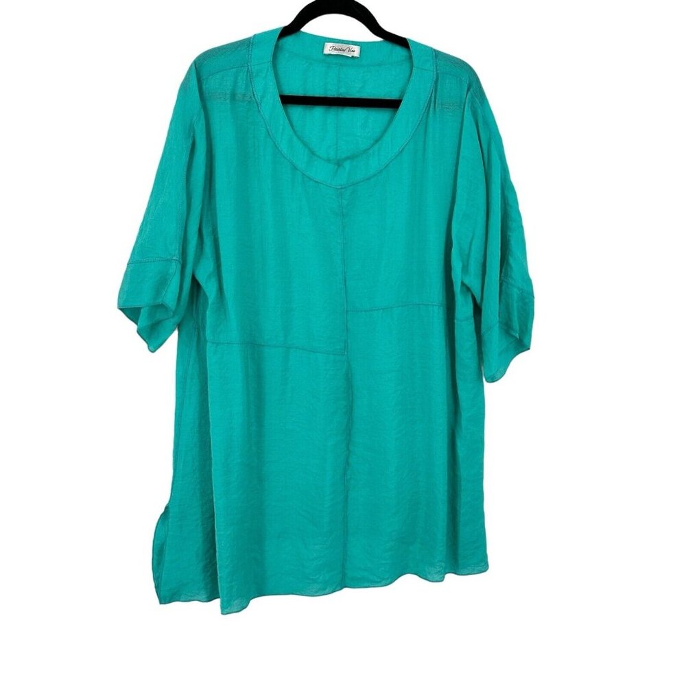 Women's Paisley Vine Top Short Sleeve‎ Green Lightweight No Tag